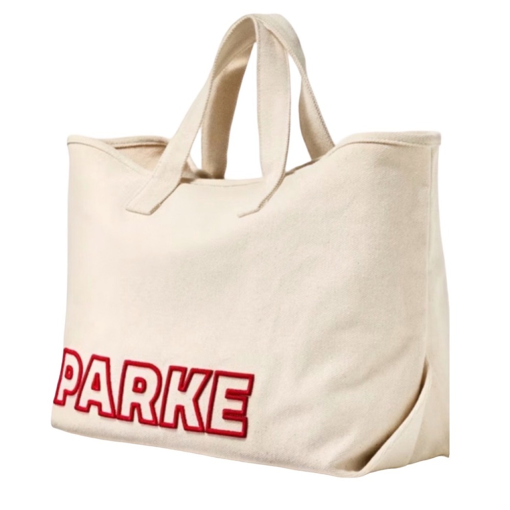 PARKE x Target Large Canvas Tote Bag Natural Red Logo NWT - Picture 2 of 6